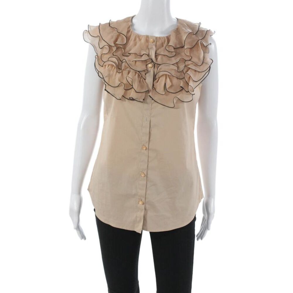 Moschino Cheap & Chic Women Blouse Beige Sleeveless Round Neck Size 10